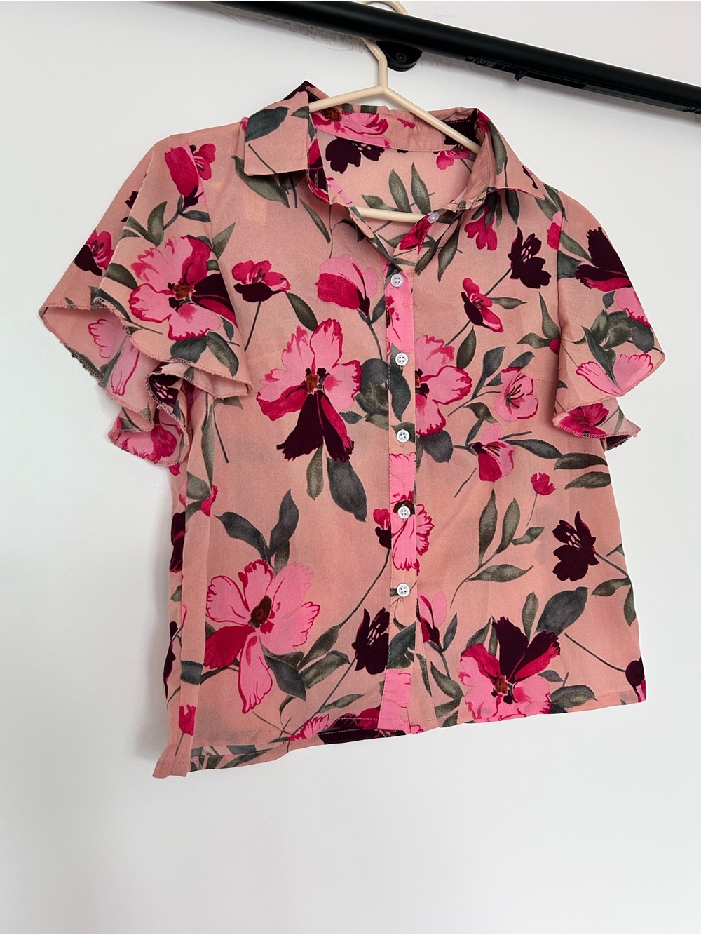 2 for 10$ 💕☀️ Floral top collared pink sz S - Picture 2 of 8